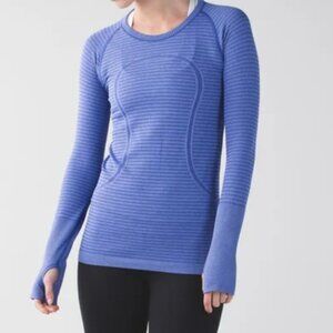LULULEMON Swiftly Tech Long Sleeve Crew Sapphire Blue Women 6 EUC